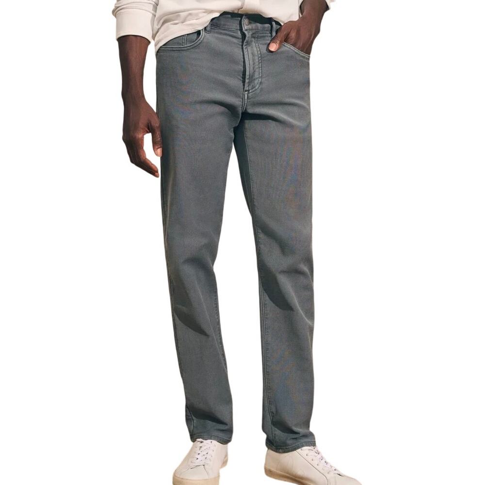 Faherty Brand Stretch Terry 5 Pocket Pants, Slate Gray, Men's Size 34 Tall